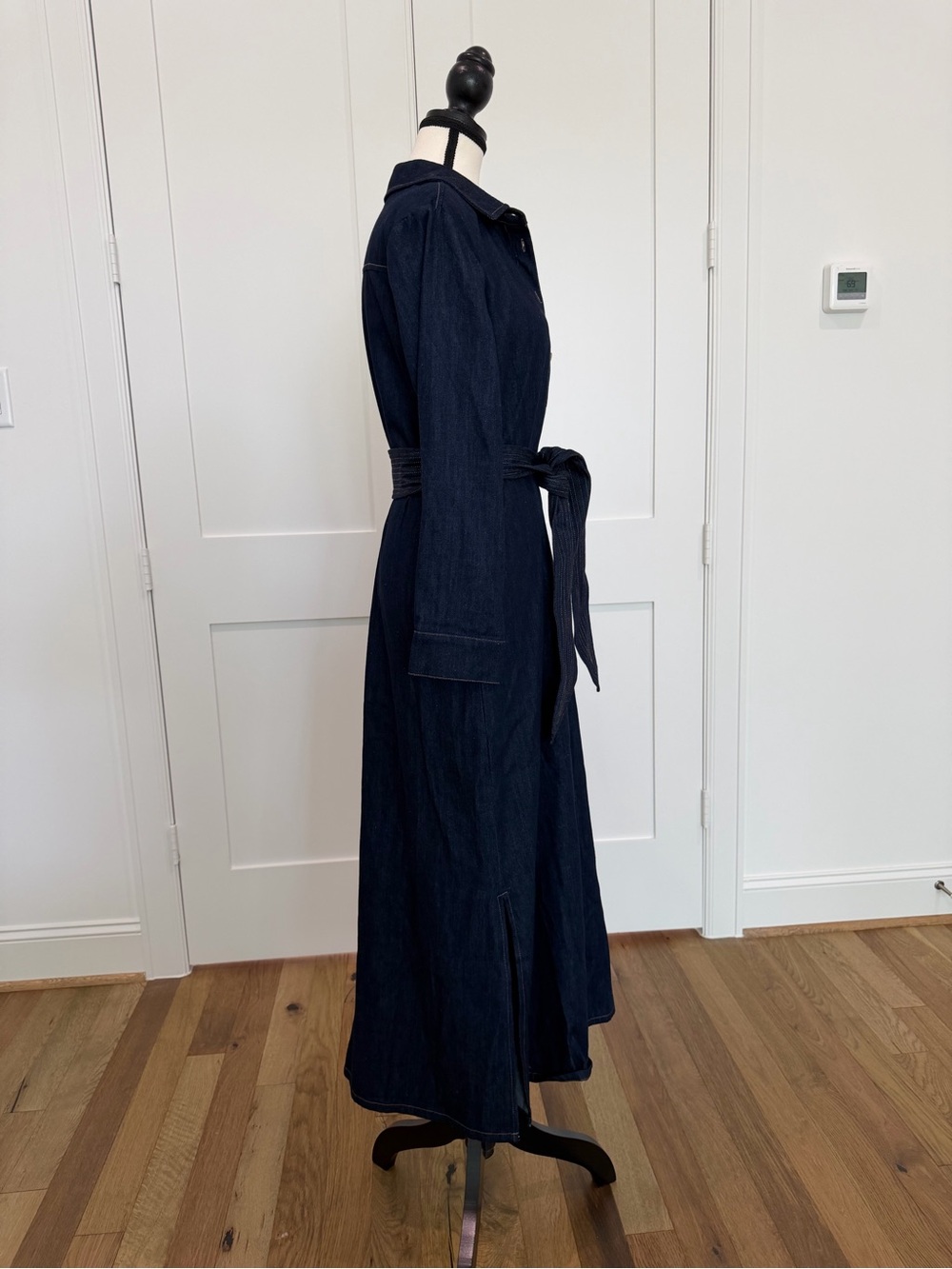 👖 Tuckernuck Dark Denim Maxi Dress - Medium 👖 Button Front & Tie Waist - Picture 12 of 16